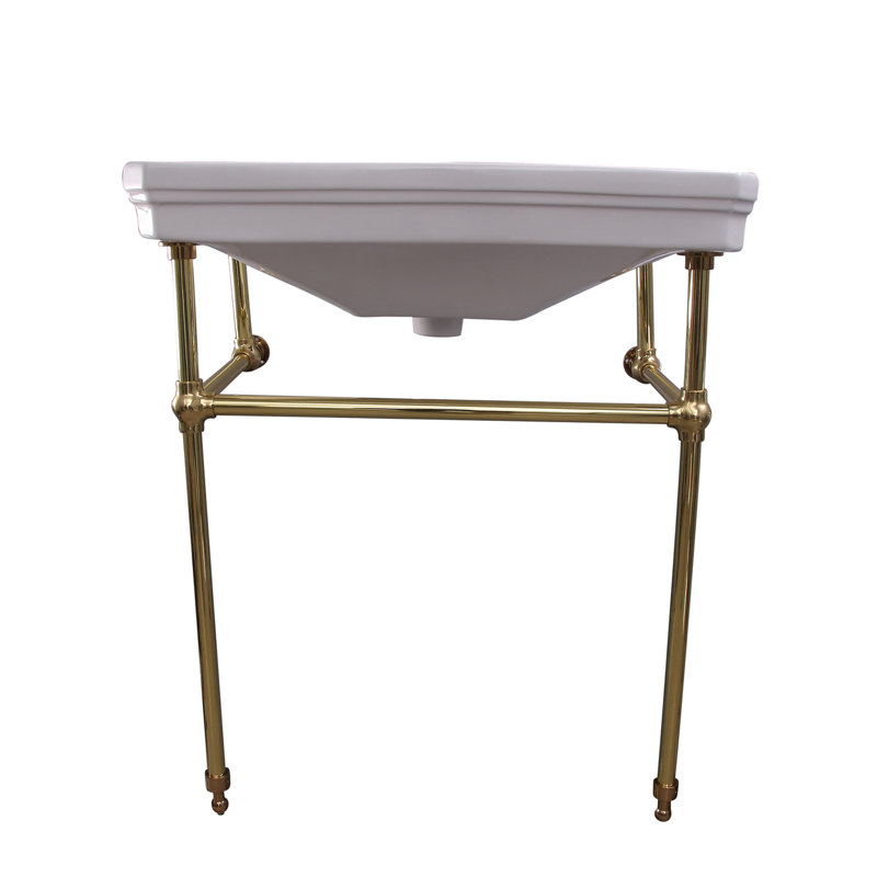 Lavabo de salle de bain console en porcelaine vitreuse 30 po avec trop-plein