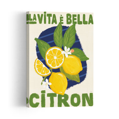 Dolce Limone I Abstract Contemporary Fruit Landscape Wall Art Print 1 Piece Wrapped Canvas Wall Art