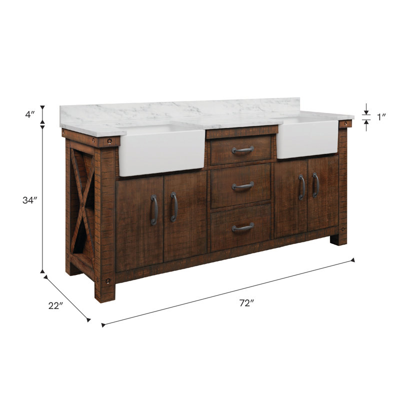 Paisley 72'' W Double Vanity, Rustic Sienna, No