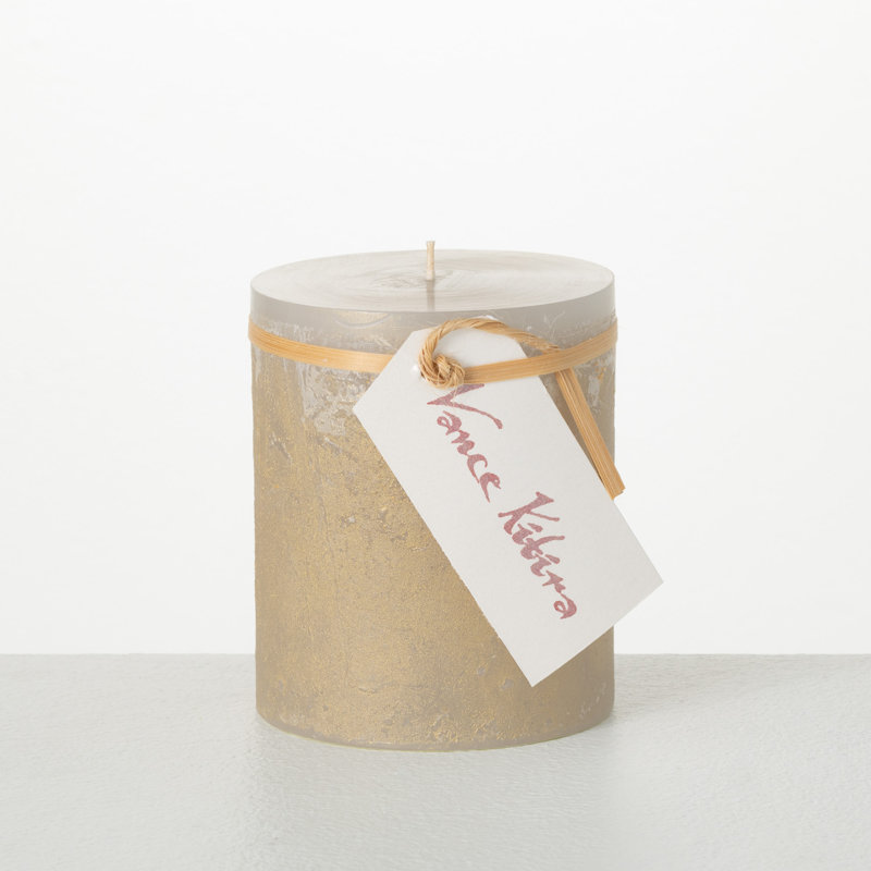 Bougie pilier non parfumée Ritz, H 4,5 po x l 3,75 po x P 3,75 po, Gris clair