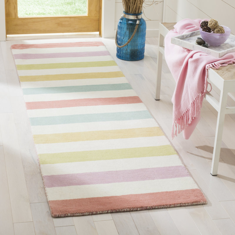 Tapis en laine touffeté à la main Martha Stewart, Bleu / blanc, Rectangle 4 pi x 6 pi