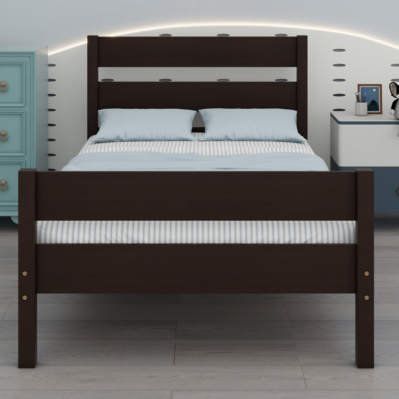 Wood Bed With Headboard And Footboard, Espresso