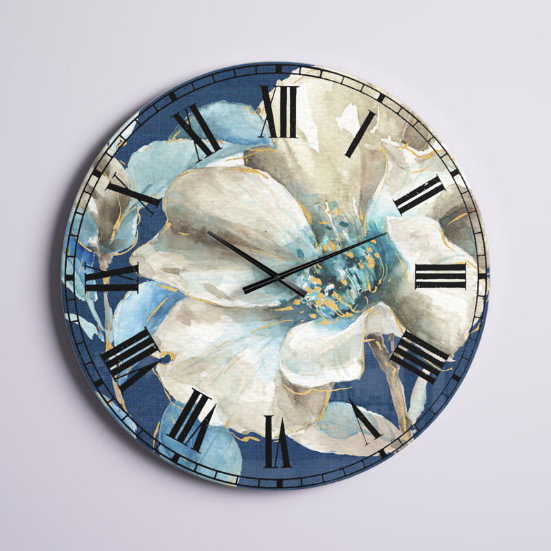 Indigold Peony IV - Horloge murale traditionnelle, Surdimensionné, Bleu