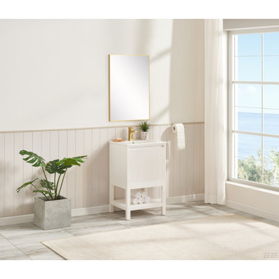 Meuble-lavabo en bois massif de 20 po avec tablette réglable