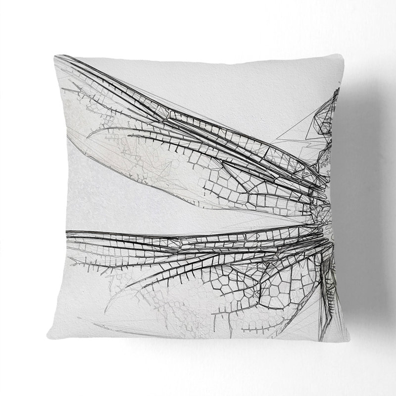 Dragonfly Vol.1 Sketch Square Throw Cushion, Stone, 40cm H x 40cm W x 15cm D
