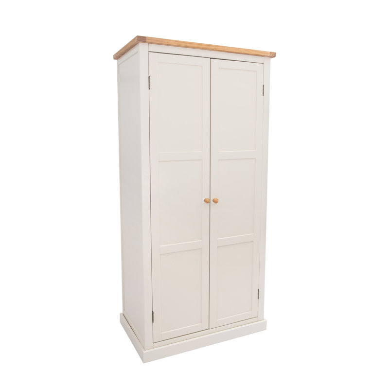 2 Door Solid + Manufactured Wood Wardrobe, White