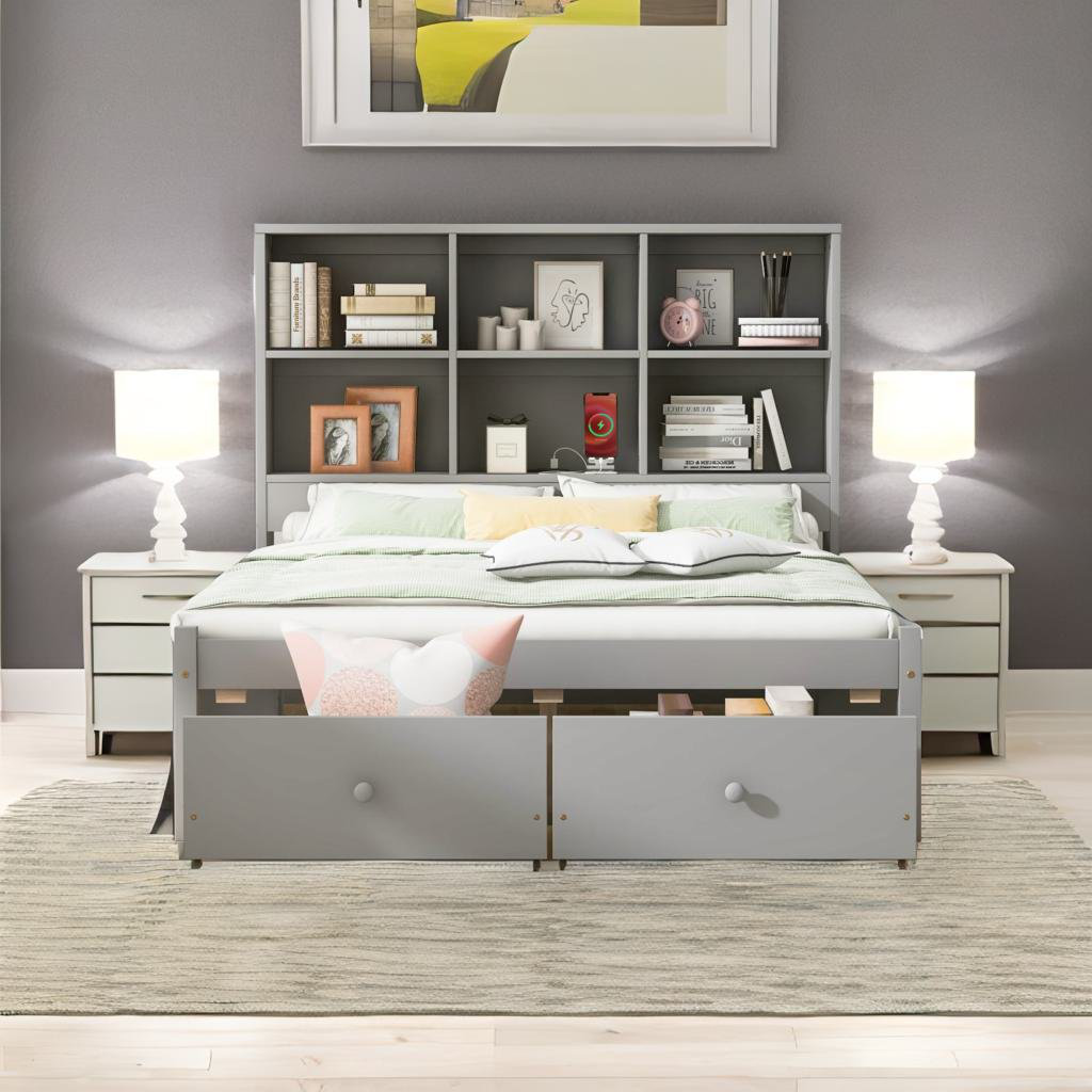 Ebern Designs Xzavius Solid Wood Bookcase Bed | Wayfair