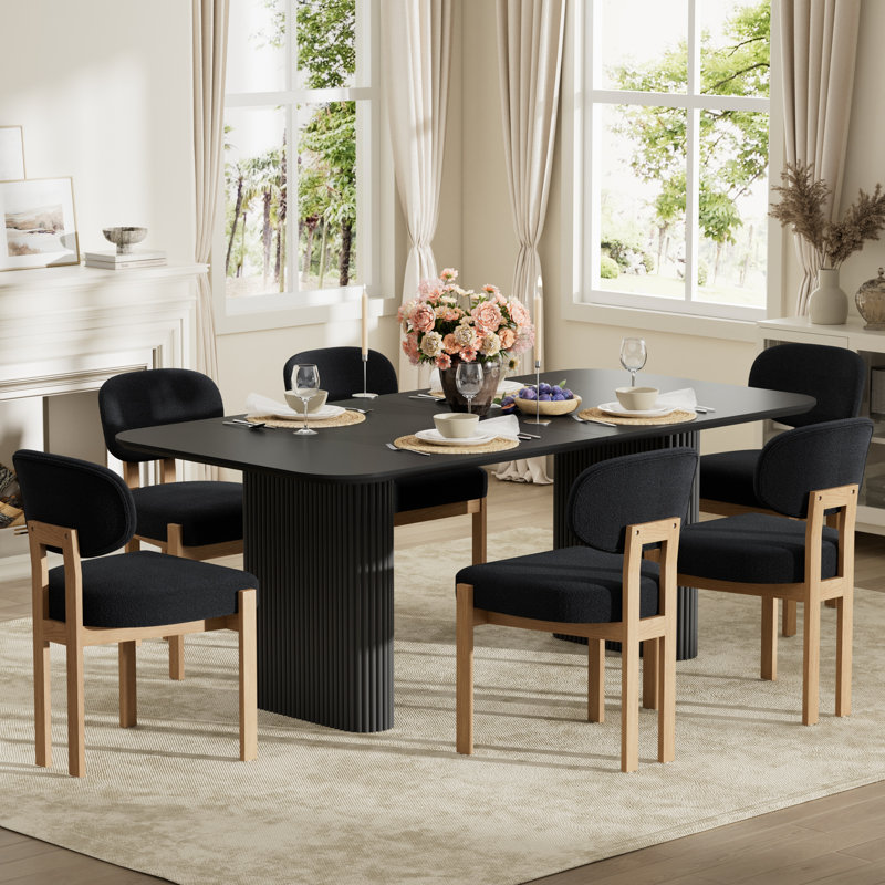 Ensemble de table de salle à manger 70,9 po, 5 Pieces: Table, 4 Chairs, Noir, Black