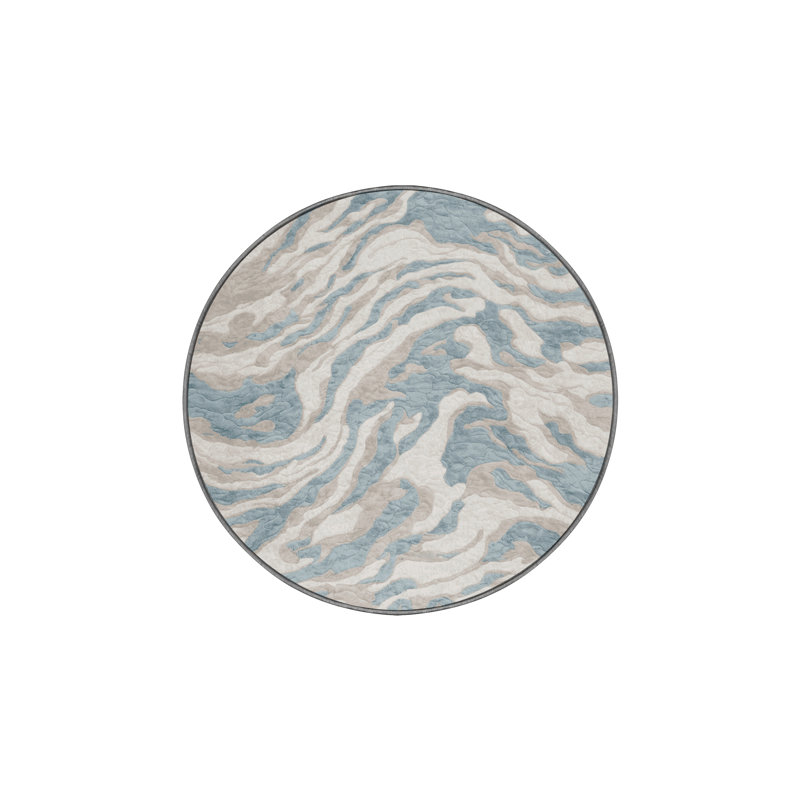 Machine Washable Gray Area Rug, Round 6'