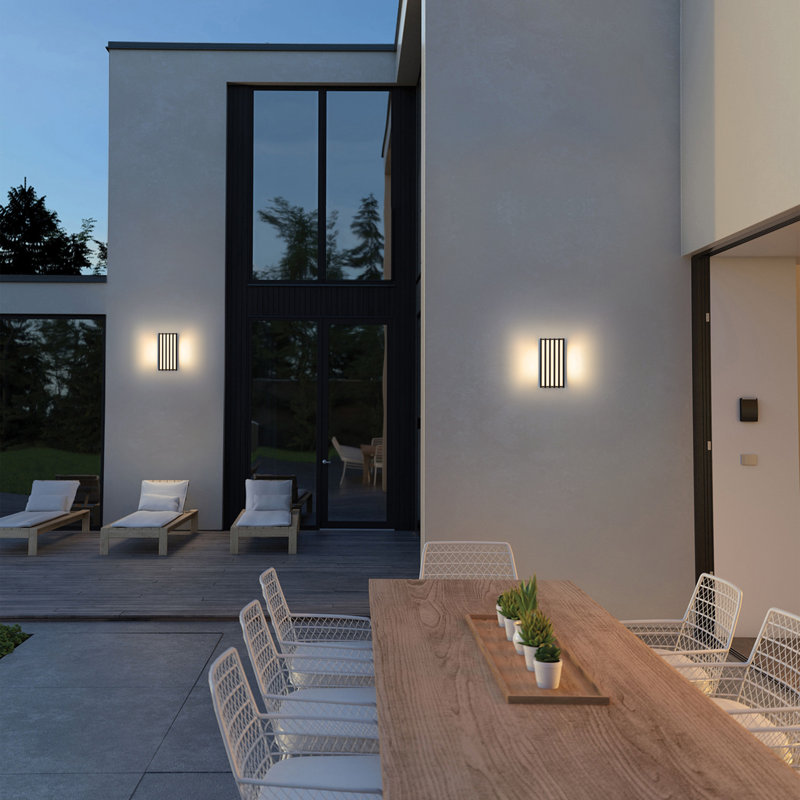 Luminaires muraux d'extérieur à DEL modernes en aluminium noir (ensemble de 2)