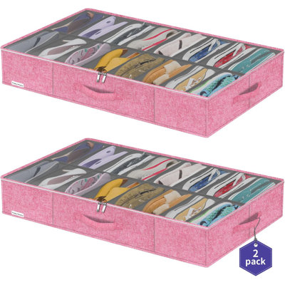 Large Clear Shoe Storage Box Folding Underbed Organizer