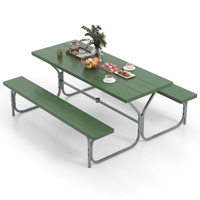 Jonali 4 - Person Patio Dining Set Rectangular Table, Green