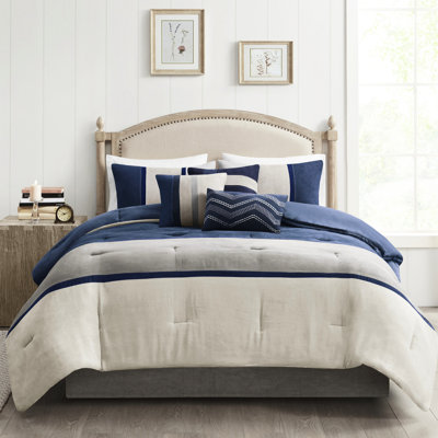 Édredon 7 pièces bleu roi - Faux suède, suède confortable