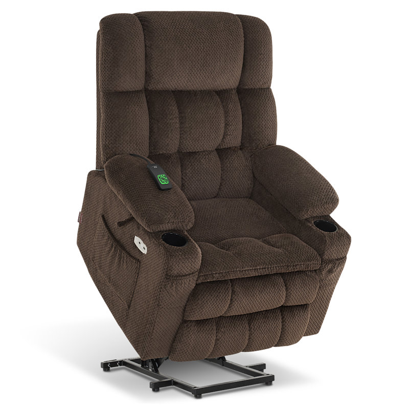 93cm Wide Lift Assist Standard Recliner with Massager, Coffee