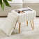 Modern Vanity Stool Chair with 4 Metal Legs and Storage, Multiuse Foot Rest for Makeup Room Bedroom