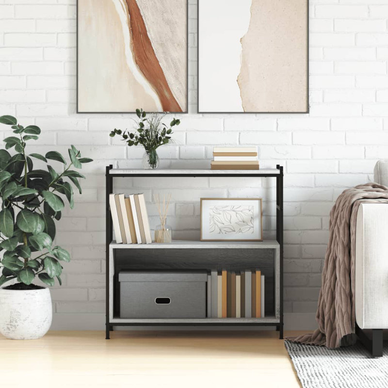 Deneus 78.5cm H x 80cm W Iron Standard Bookcase, Grey Sonoma