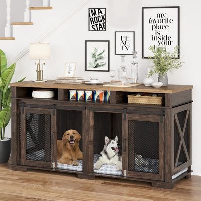 Mobilier pour cage à chien, cage à chien double en bois