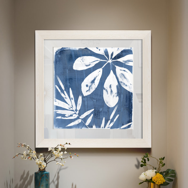 Tropical Indigo impressions II-reproduction d’art, H 27,5 po x l 27,5 po x P 1,5 po, Papier encadré blanc