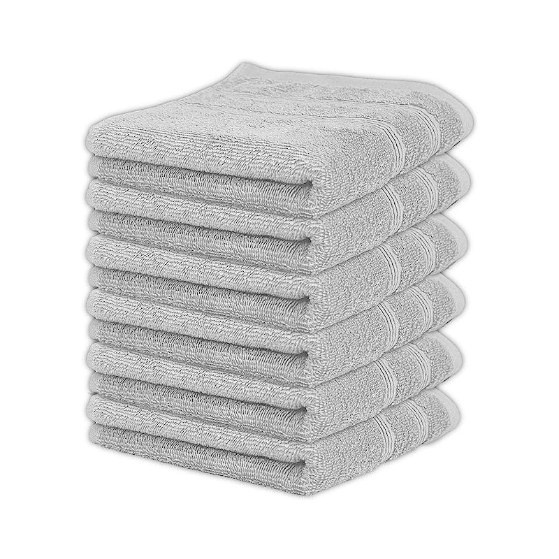 Kaufman Premium 100% Cotton | Hand & Face Towels Set For Bathroom, Spa, Gym, and More, Light Gray