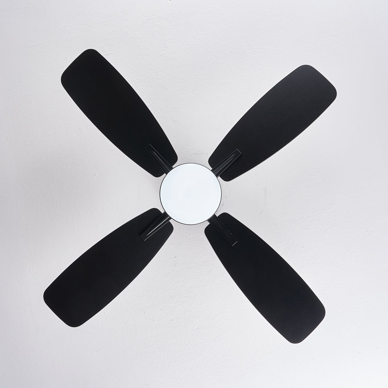 Ventilateur de plafond encastré moderne 42 po avec ensemble d'éclairage et télécommande pour pièces moyennes Abdullah, Noir