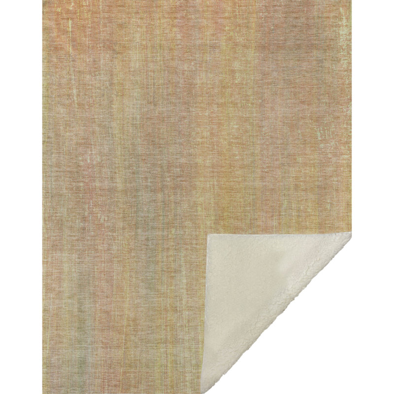 Addison Machine Washable Sherpa Striped Throw Blanket, Blush