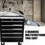 Armoire à outils à 5 tiroirs avec serrure et 4 roulettes pour faciliter le rangement dans le garage, roulettes noires verrouillables-1281834778