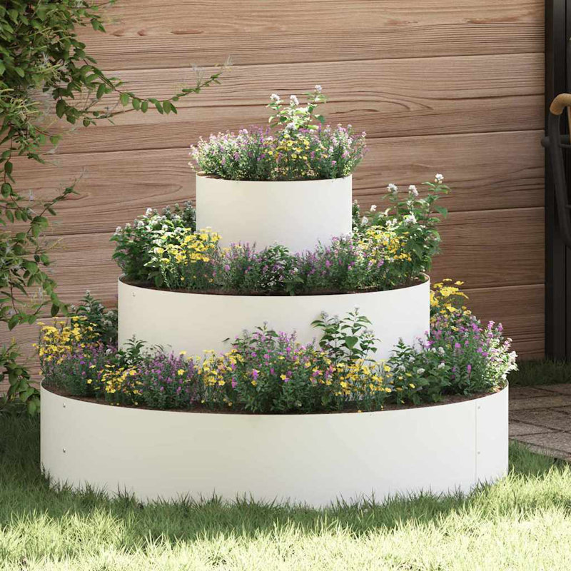 Garden Planter Anthracite 20 Cm Steel, 20cmH x 90cmW x 90cmD, White