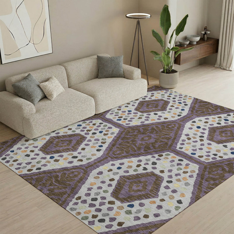 Tapis tribal Premium lavable à la machine AMF2457 Mayfield, Plum, 3' x 5'