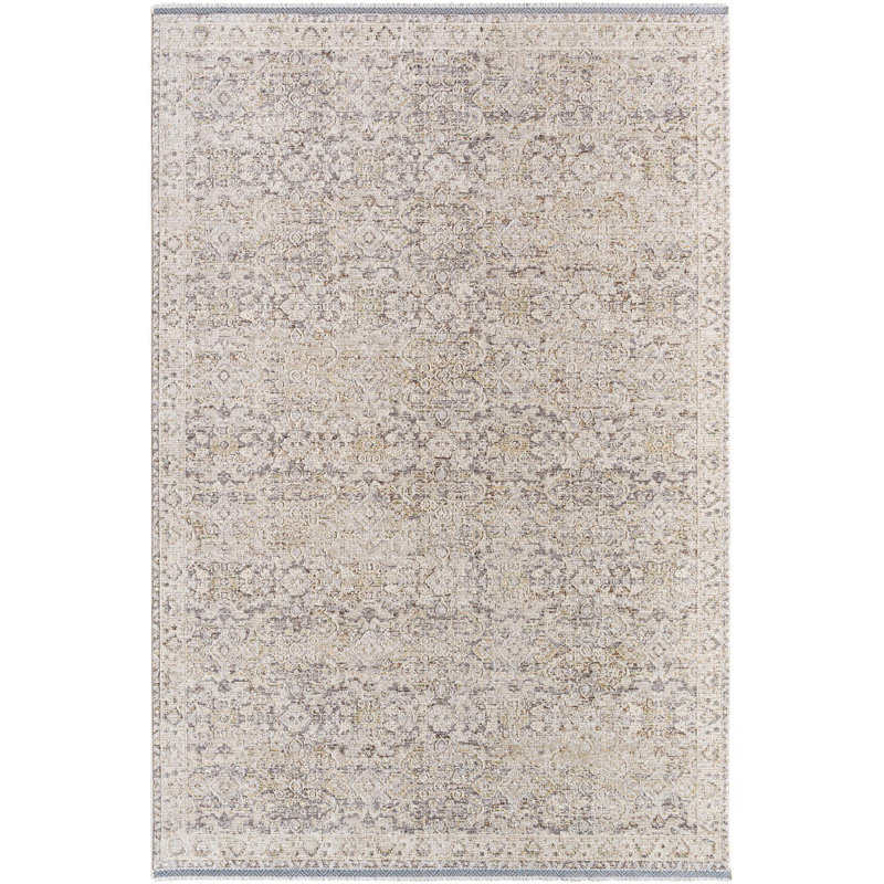 Mahe Oriental Machine Woven Polyester Area Rug in Cream/Light Brown, Rectangle 2'4" x 3'9"