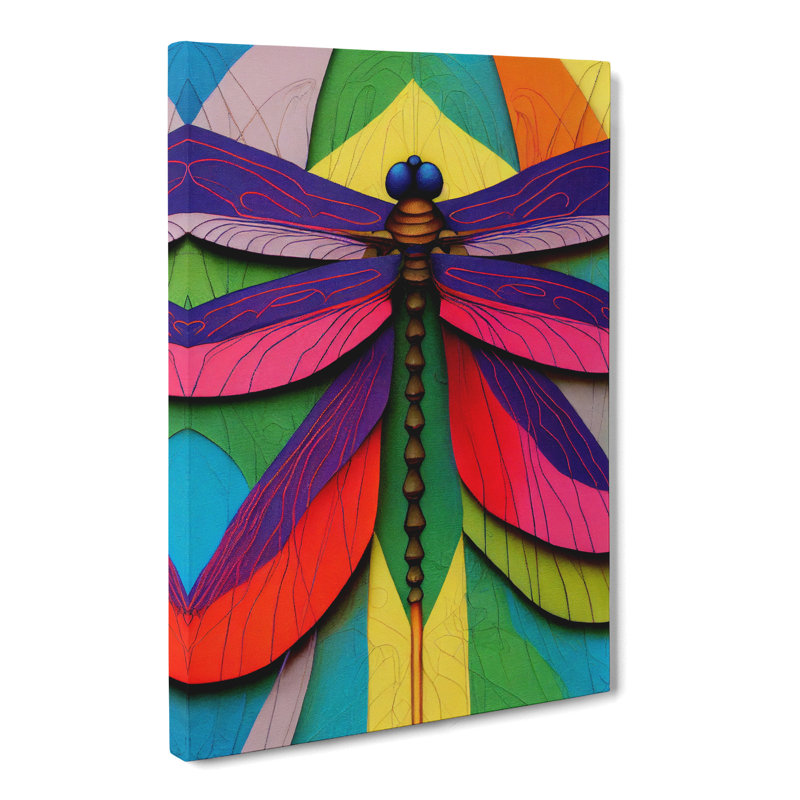 Mudoch Dragonfly Patchwork - Wrapped Canvas, 50cm H x 35cm W x 3cm D