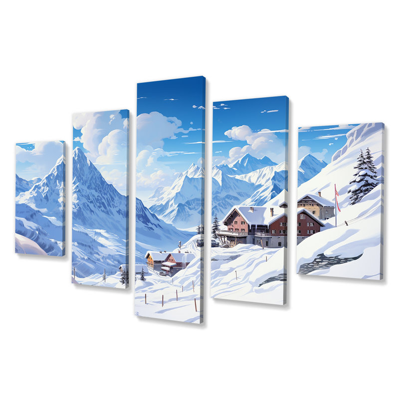 Ensemble de décoration murale alpine solitude Winter Glow III - montagnes alpines