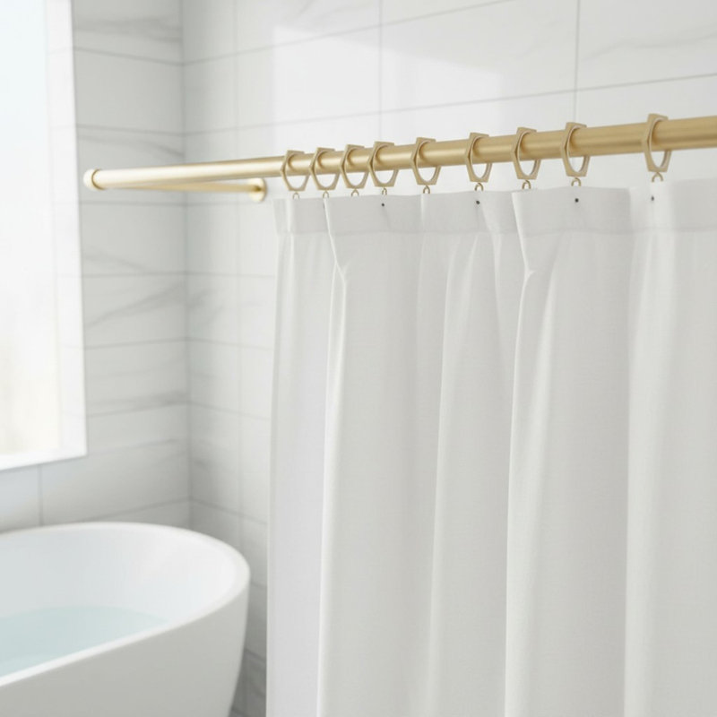 Luxe Alfreeda - Métal de qualité supérieure avec inserts en nylon silencieux et lisse - Crochets et pinces inclus - Diamètre intérieur de 1 1/2 po - 18 anneaux pour deux rideaux standards