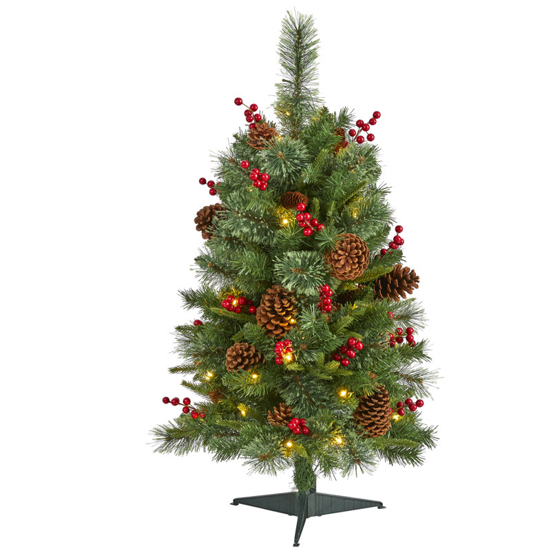 Lighted Artificial Christmas Tree, 3' H