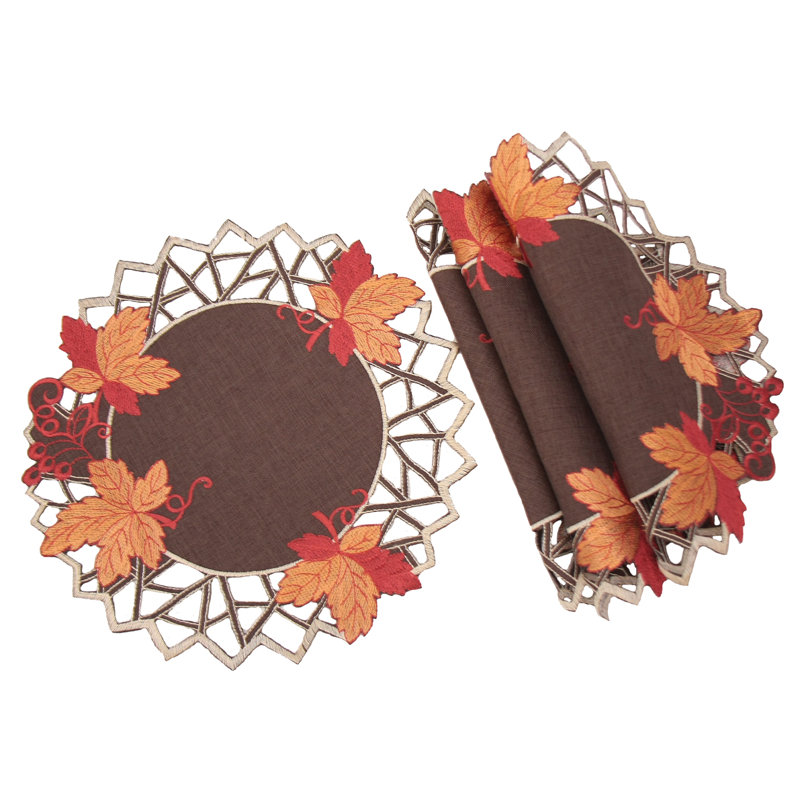 Weinberger Embroidered Cutwork Fall Doilie