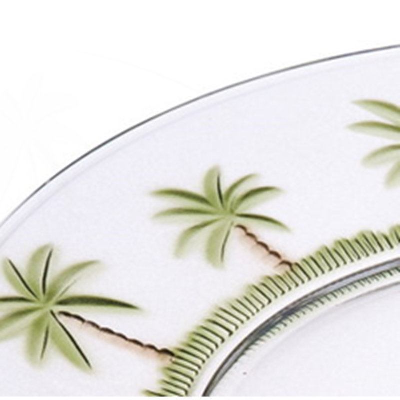 Ensemble de 4 assiettes en acrylique Palm Tree Design, 4 assiettes en plastique transparent, réutilisables, incassables