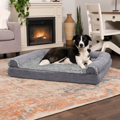 Two-Tone Fur & Suede Full Support Orthopedic Sofa Bed