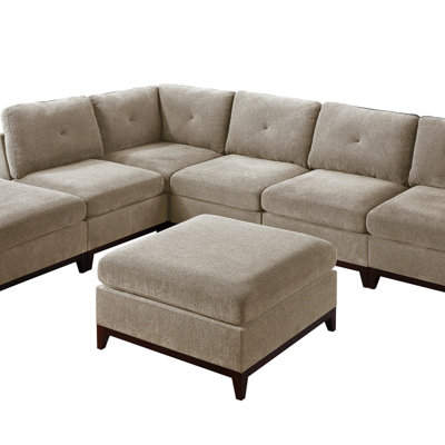 Canapé modulaire en chenille de chameau en tissu d'ameublement modulaire en L 2 pi