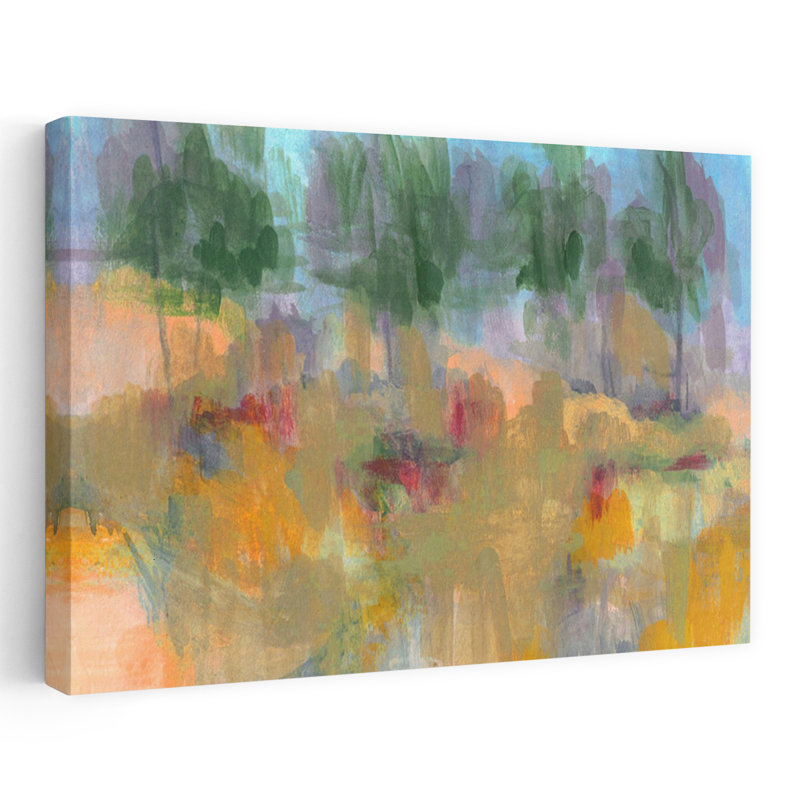 Arbre, pêche, or, paysage abstrait contemporain, art mural, H 60 po x l 40 po