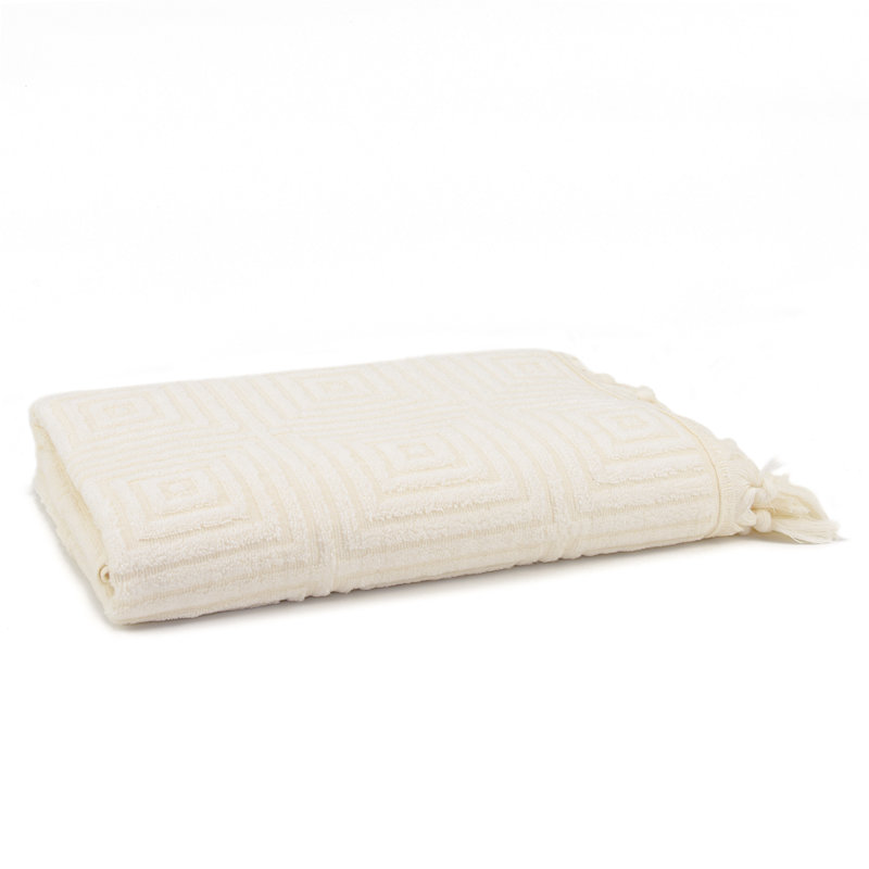 Serviette de bain en rayonne de bambou Troya Turkish, Crème au beurre