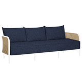Havana 86" Wide Outdoor Wicker Patio Sofa with Cushions