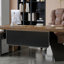 Bureau brun clair + bois massif rectangulaire noir + bureaux en fer-108304473-108304471