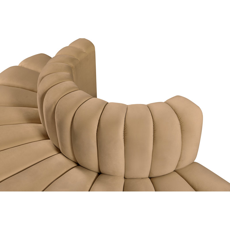 Iyleena Upholstered Curved Sectional Reversible, Camel Velvet