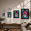 Magenta Fox Head Modern - Framed Print-882778930-882778937
