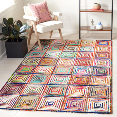 Tapis bleu / vert / orange en laine / coton touffeté à la main Anaant Nantucket