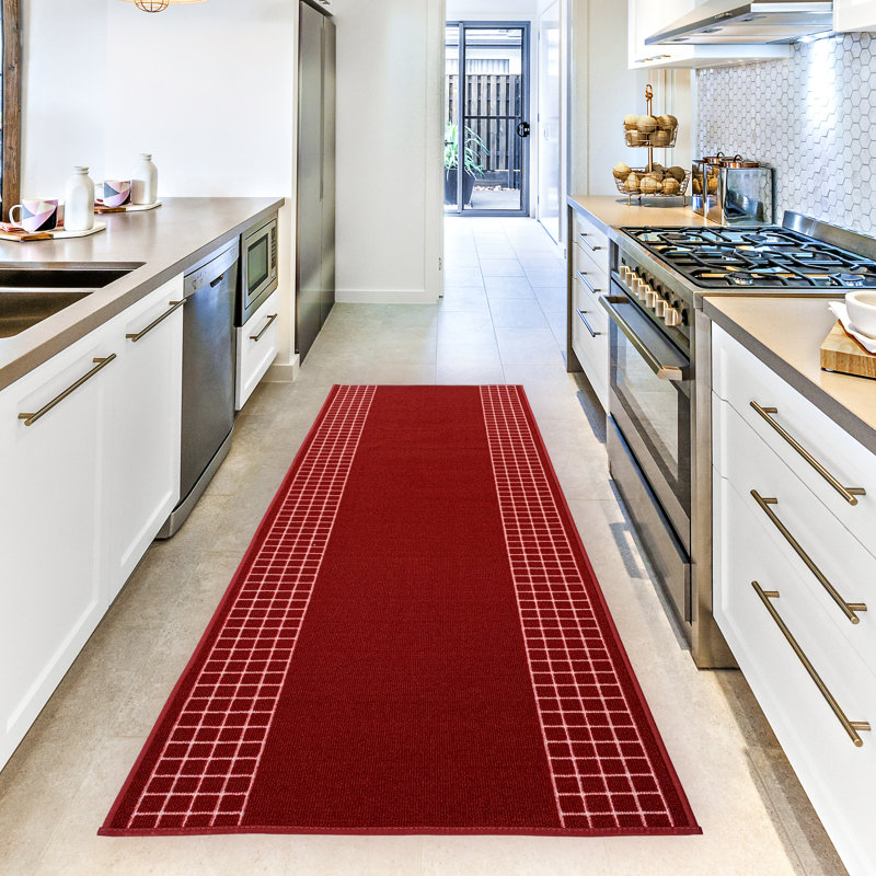 Everlea Geometric Tufted Red Area Rug, Runner 2'2" x 11'