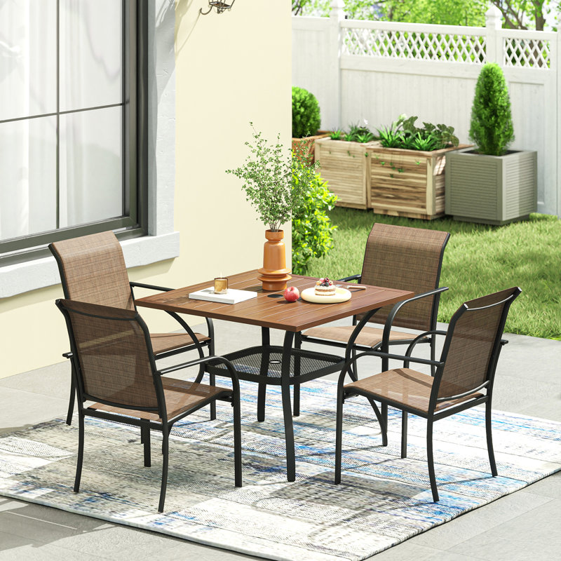 Towles 4 - Person Patio Dining Set with Square Table, Brown
