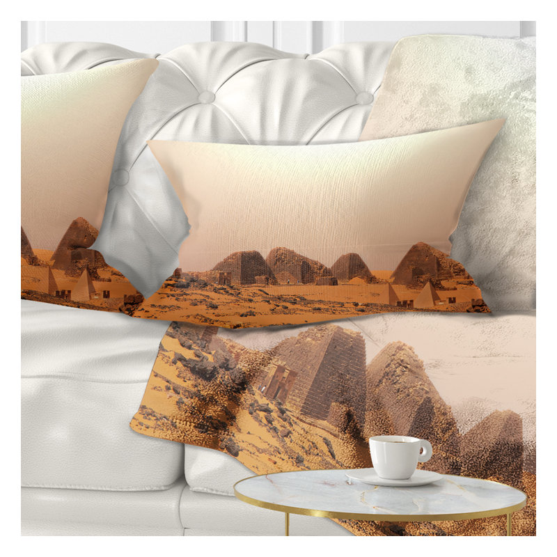 Magnifique oreiller Meroe Pyramids, Rectangulaire, 12 po x 20 po