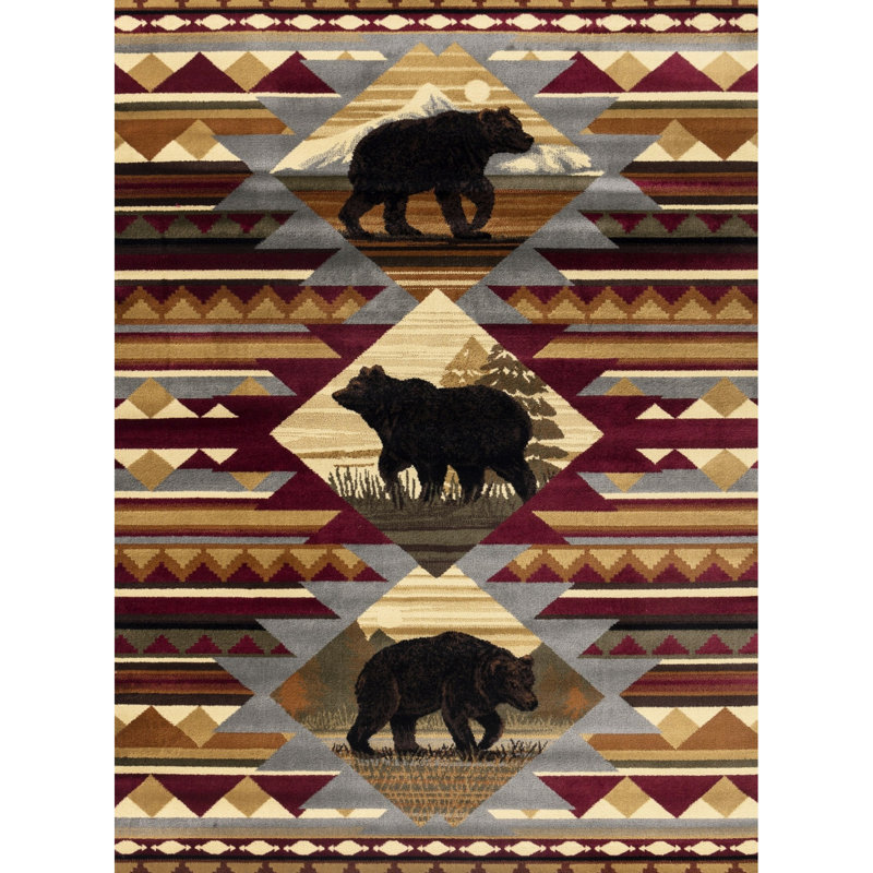 Tapis Lodge de 2 pi x 3 pi en polypropylène rouge et polypropylène accentuant les taches