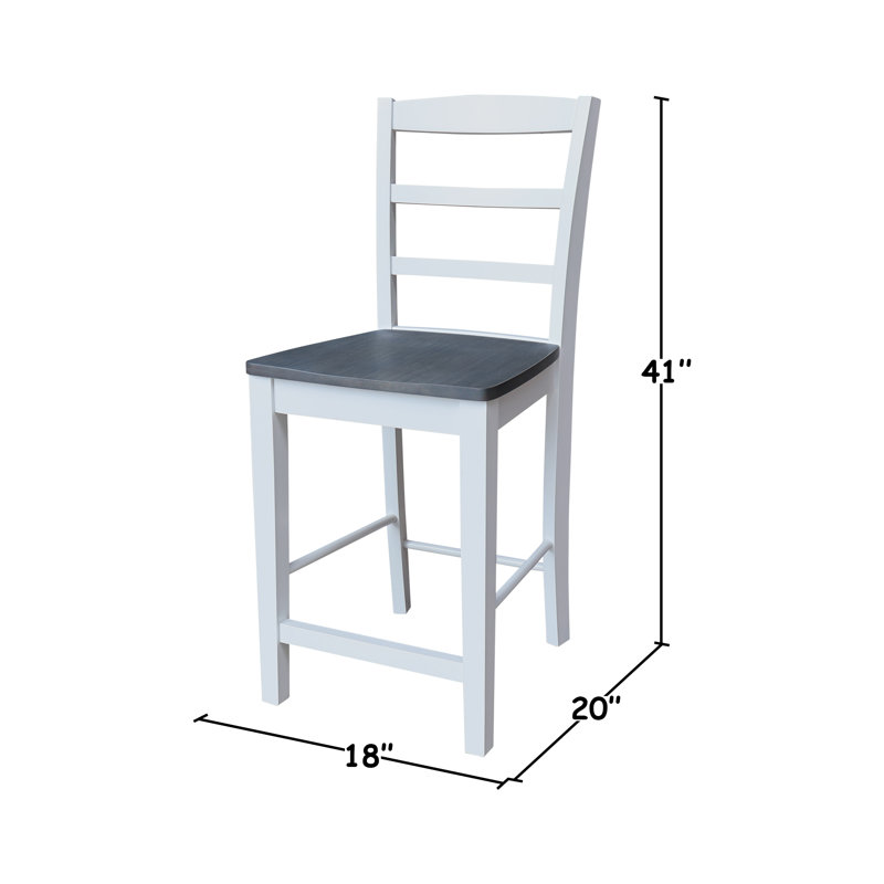 Tabouret de comptoir 24 po Klynn, Gris chiné / cadre blanc