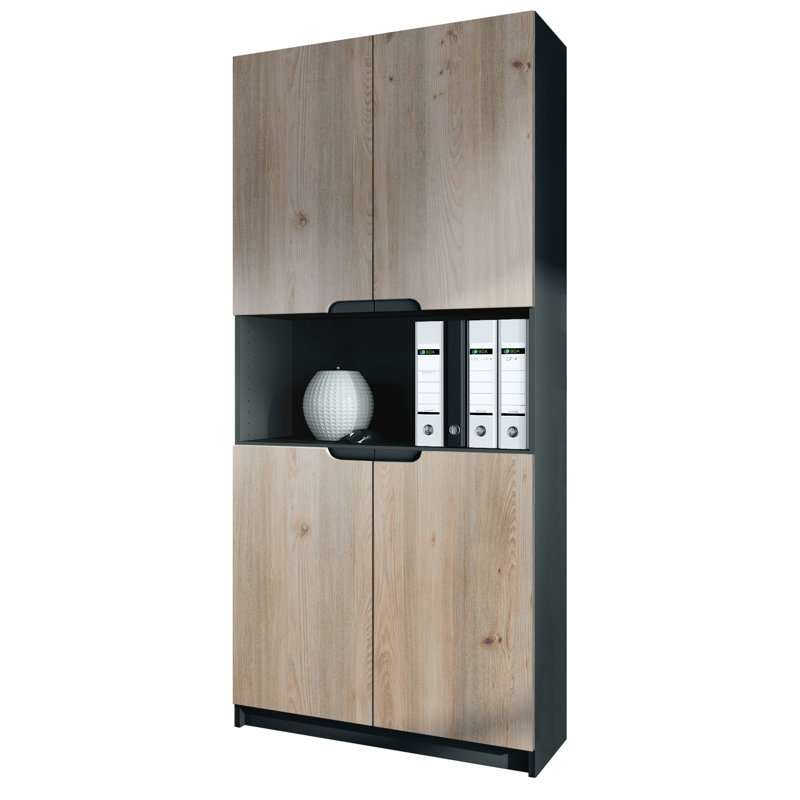 Mazeppa 4 -Door 4 -Shelf, Oak Nordic